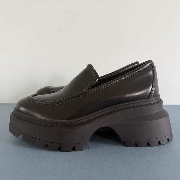 Michael Kors Shiloh Black Leather Chunky Lug Sole Platform Loafers - Picture 4 of 10